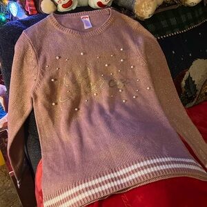 Pink Beaded Holiday Time beaded sweater with a very classy look